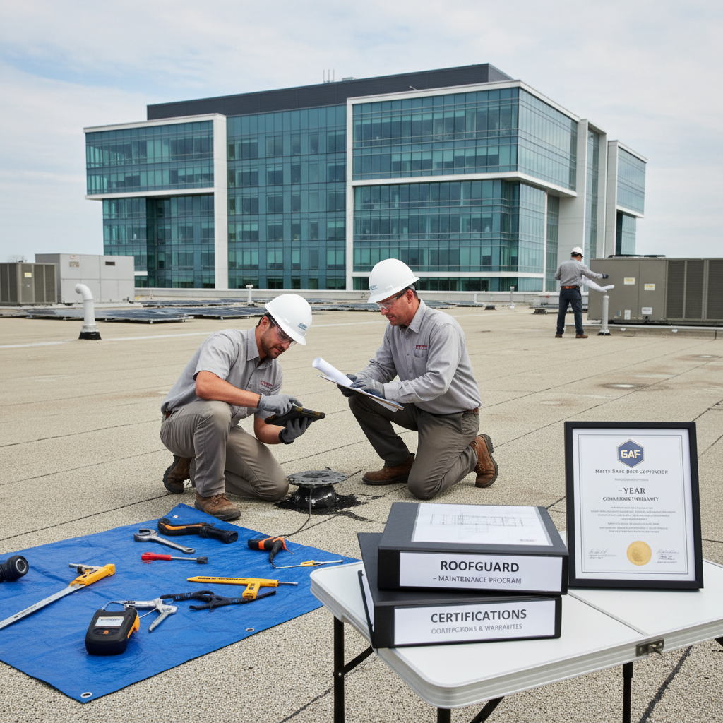 Commercial roof maintenance inspection documentation program insurance credits Texas certified contractor