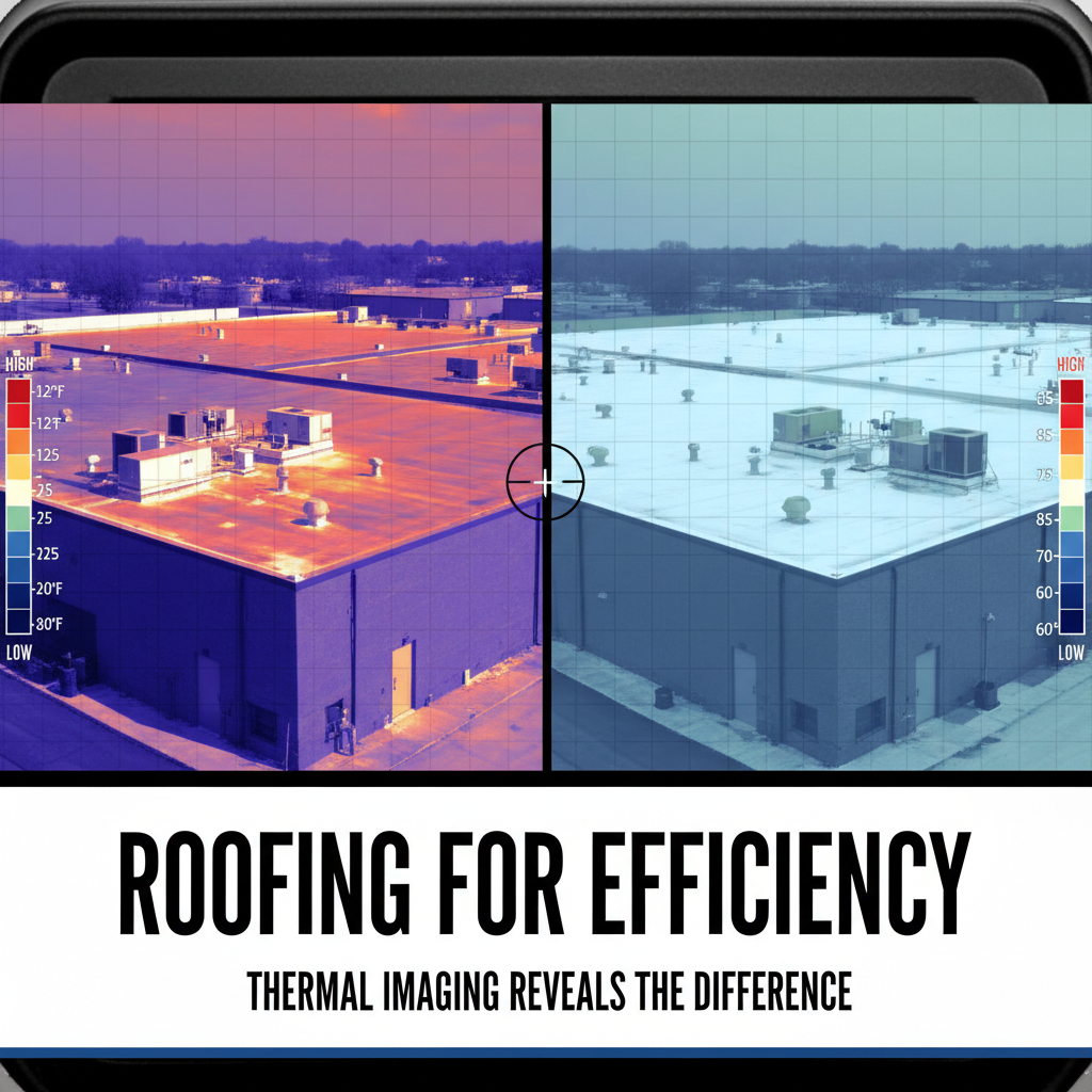 Thermal imaging comparison showing energy efficiency of white reflective commercial roofing