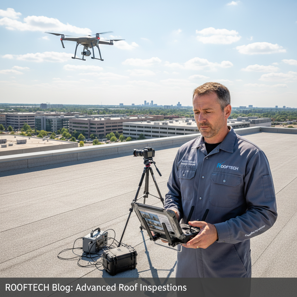 Certified roofing contractor conducting professional storm damage inspection with drone equipment