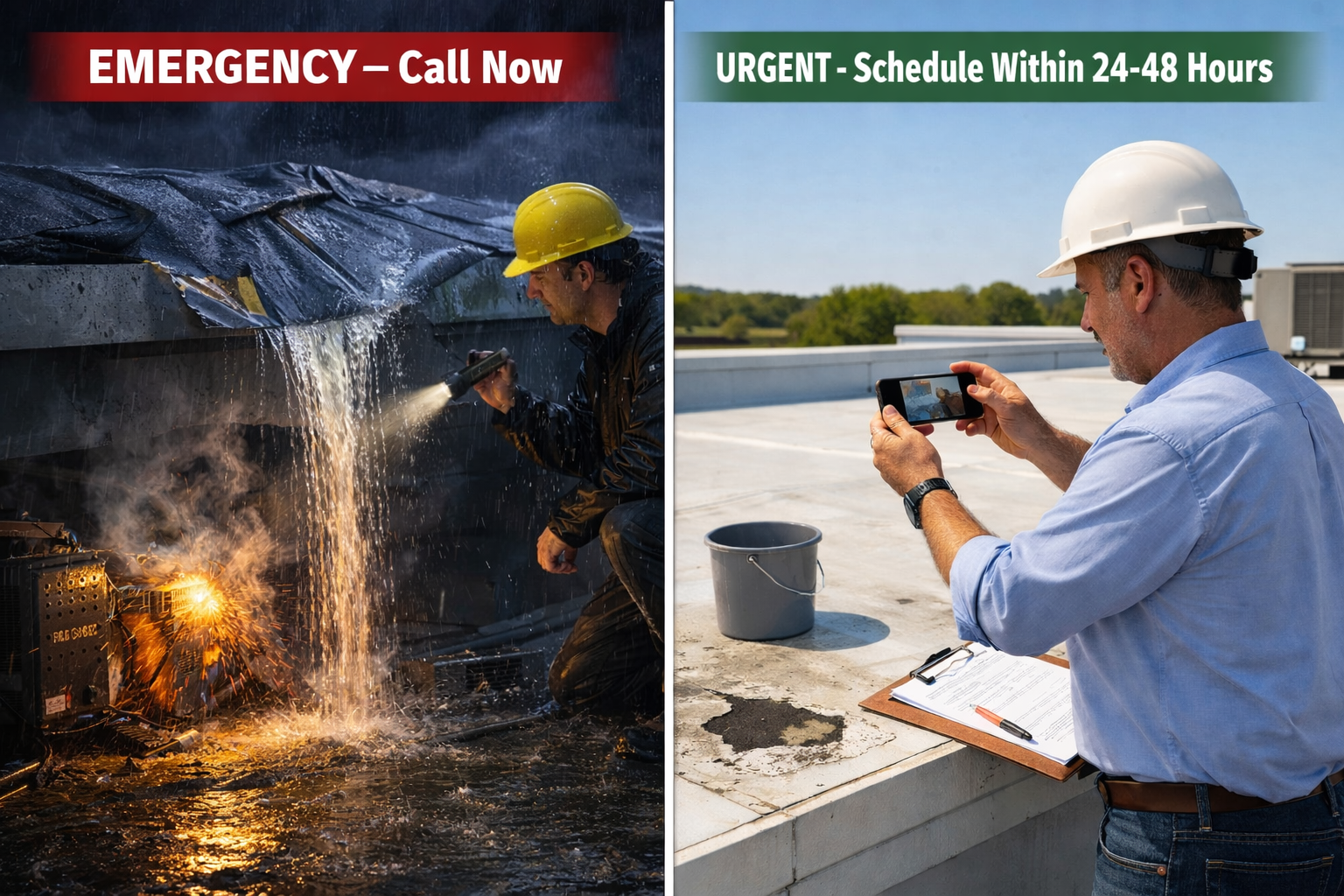 When Commercial Roof Damage Is Actually an Emergency (And When It Can Wait Until Monday)
